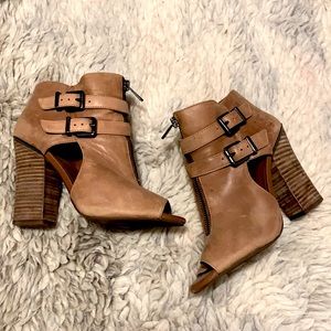Jessica Simpson - Open Toe Buckled Block Heel Bootie